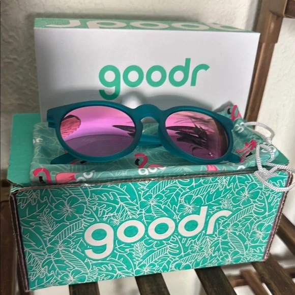 Goodr Teal and Pink Sunglasses - Picture 2 of 2